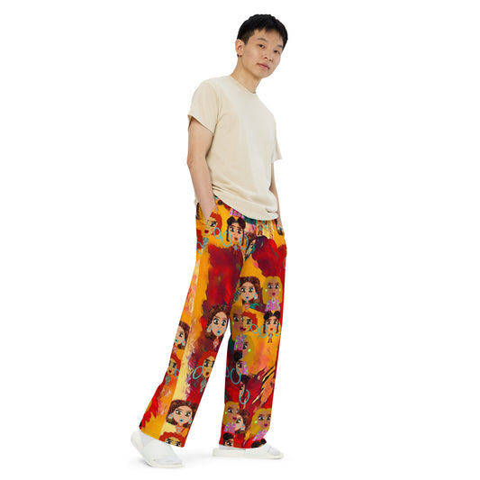 All-over print unisex wide-leg pants