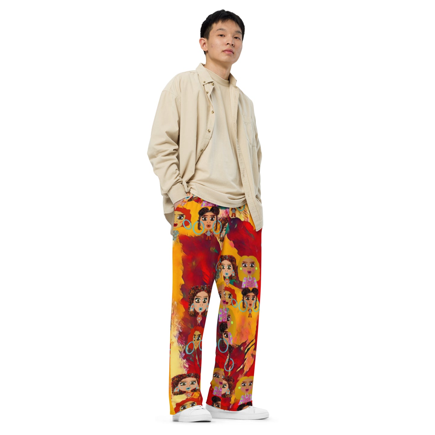 All-over print unisex wide-leg pants