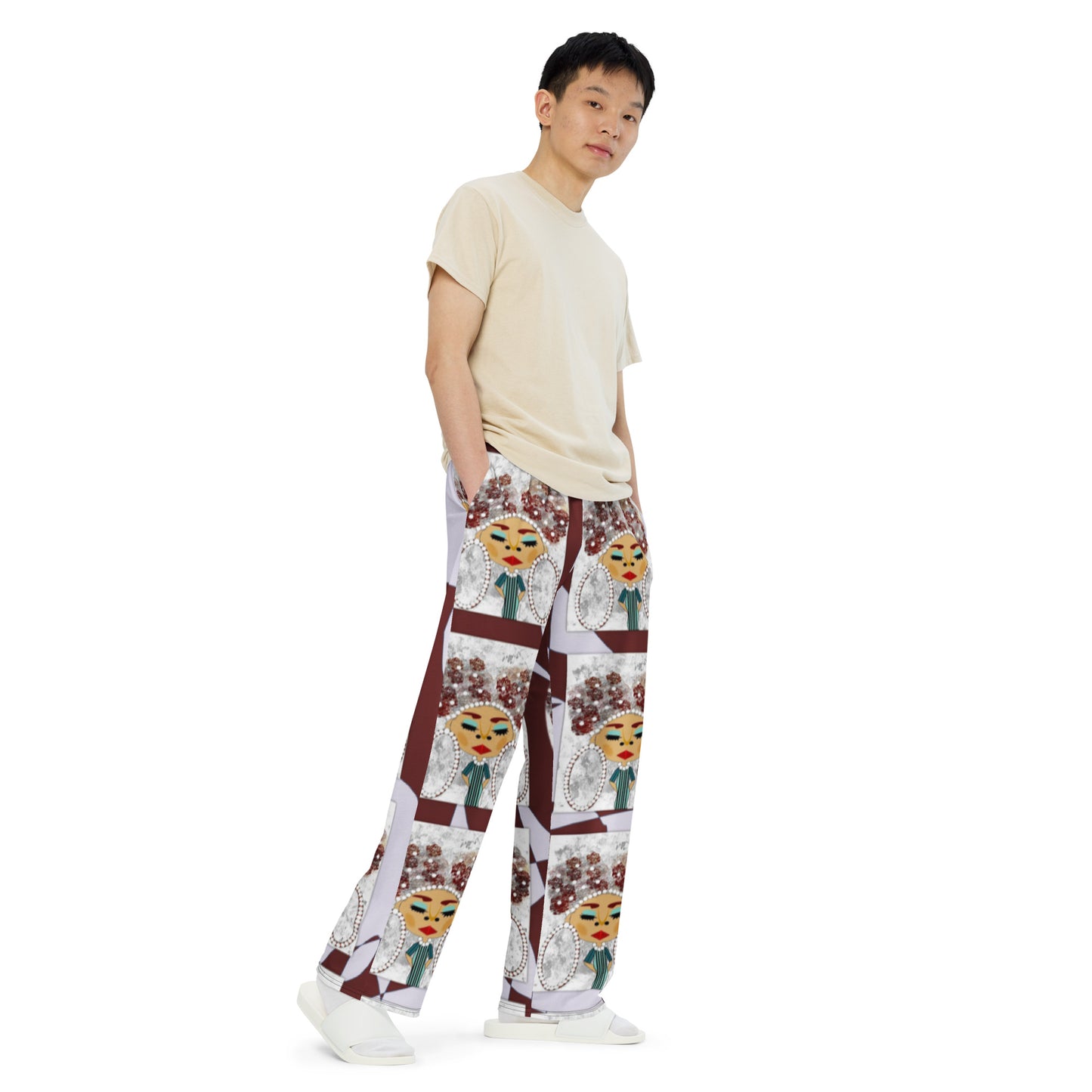 All-over print unisex wide-leg pants