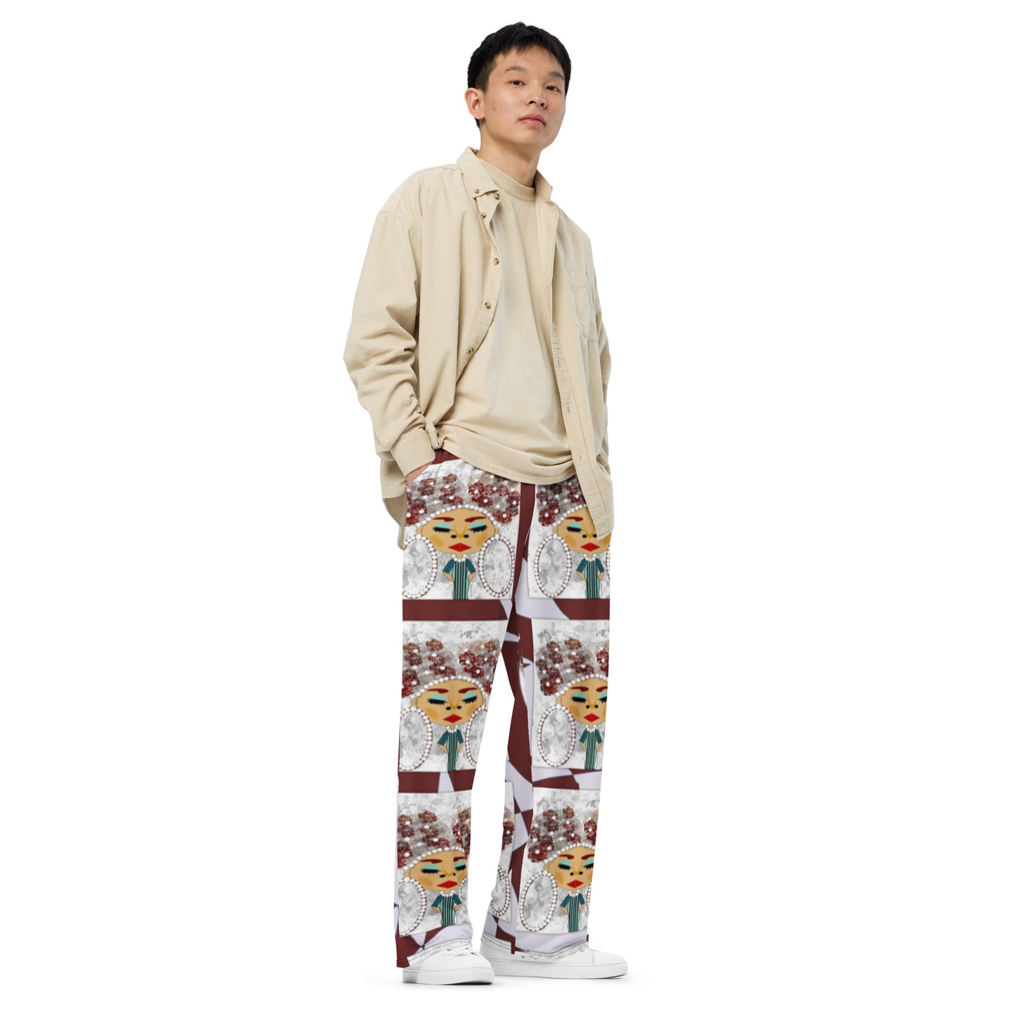 All-over print unisex wide-leg pants