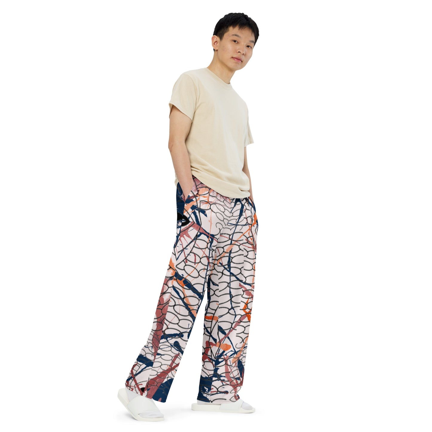 All-over print unisex wide-leg pants