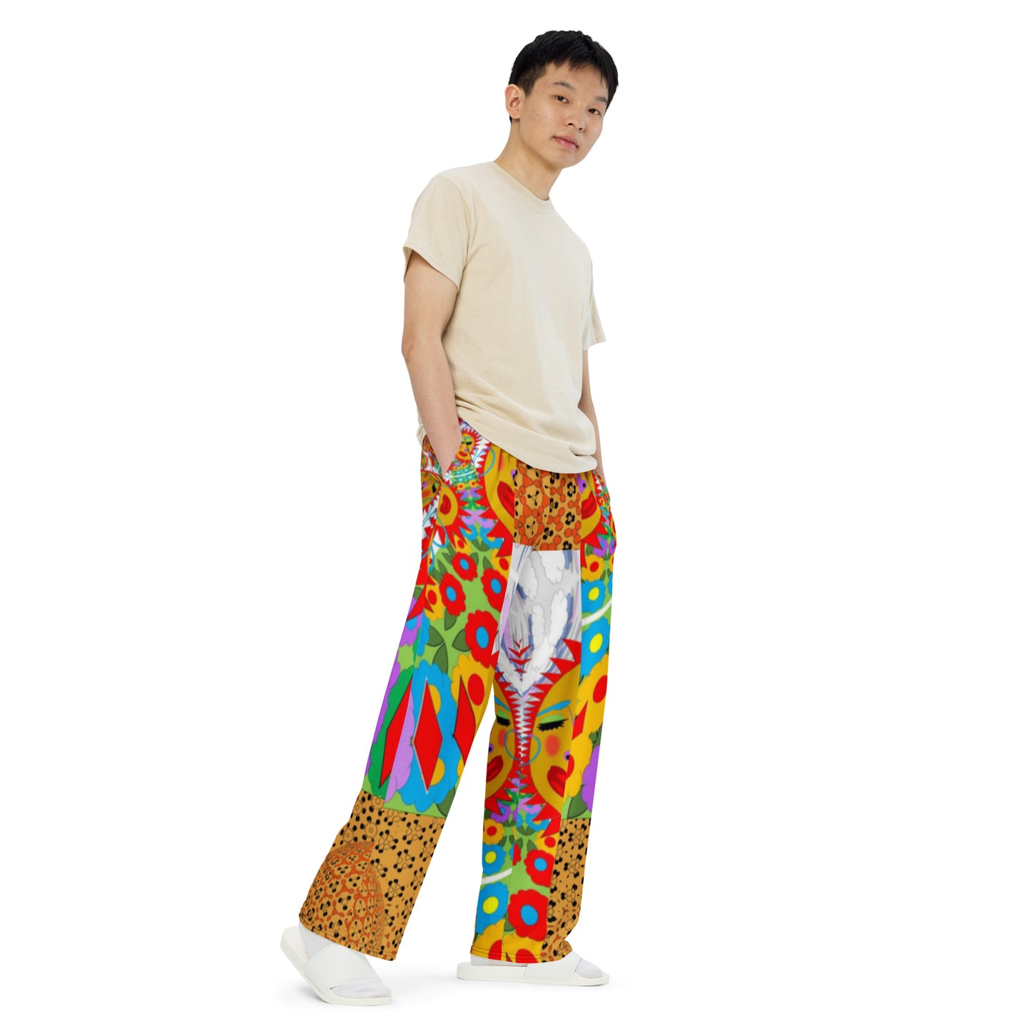 All-over print unisex wide-leg pants