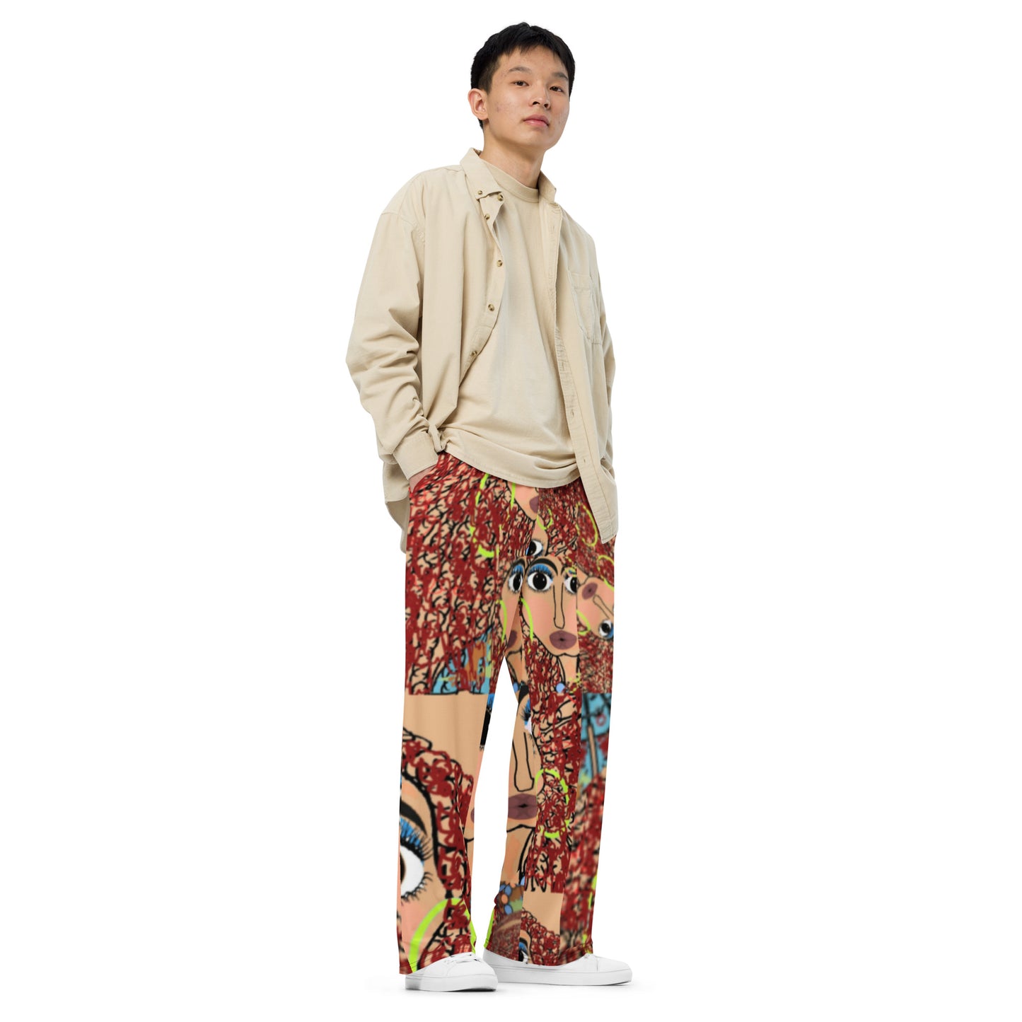 All-over print unisex wide-leg pants