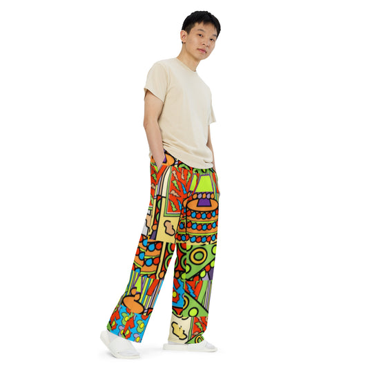 All-over print unisex wide-leg pants