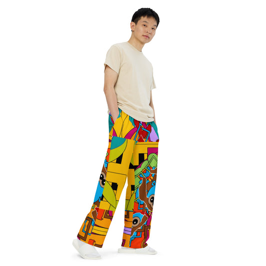 All-over print unisex wide-leg pants