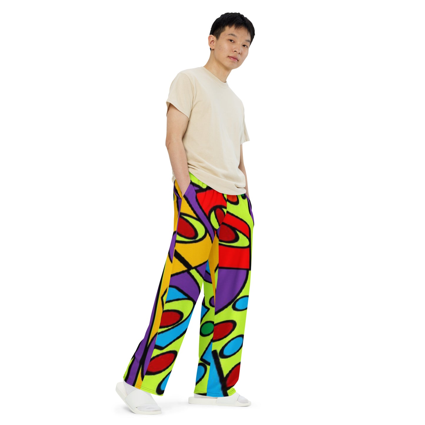 All-over print unisex wide-leg pants