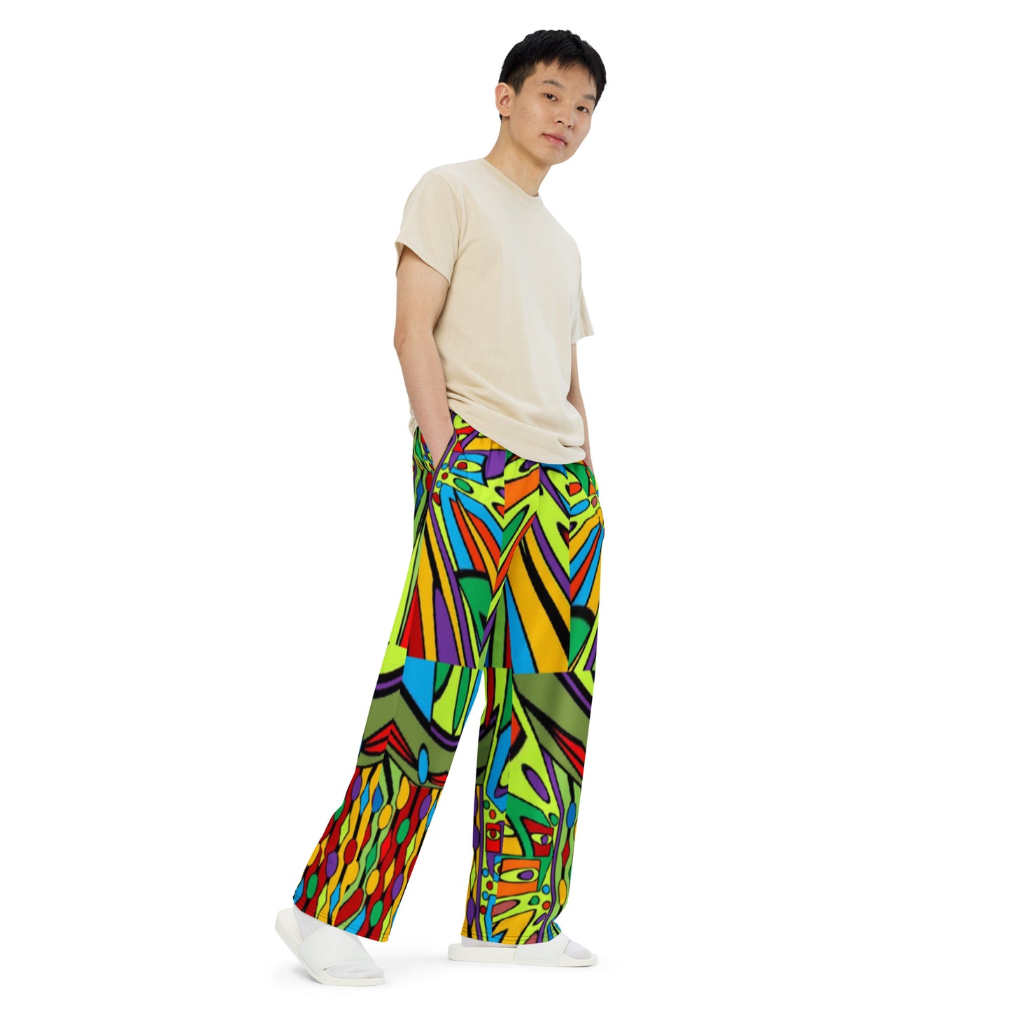 All-over print unisex wide-leg pants