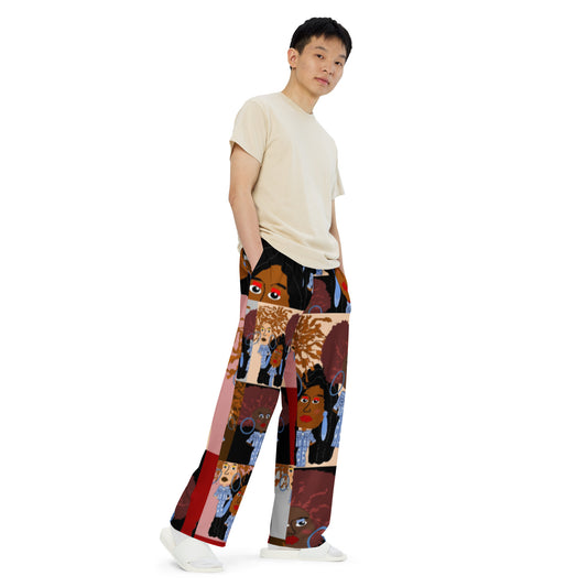 All-over print unisex wide-leg pants