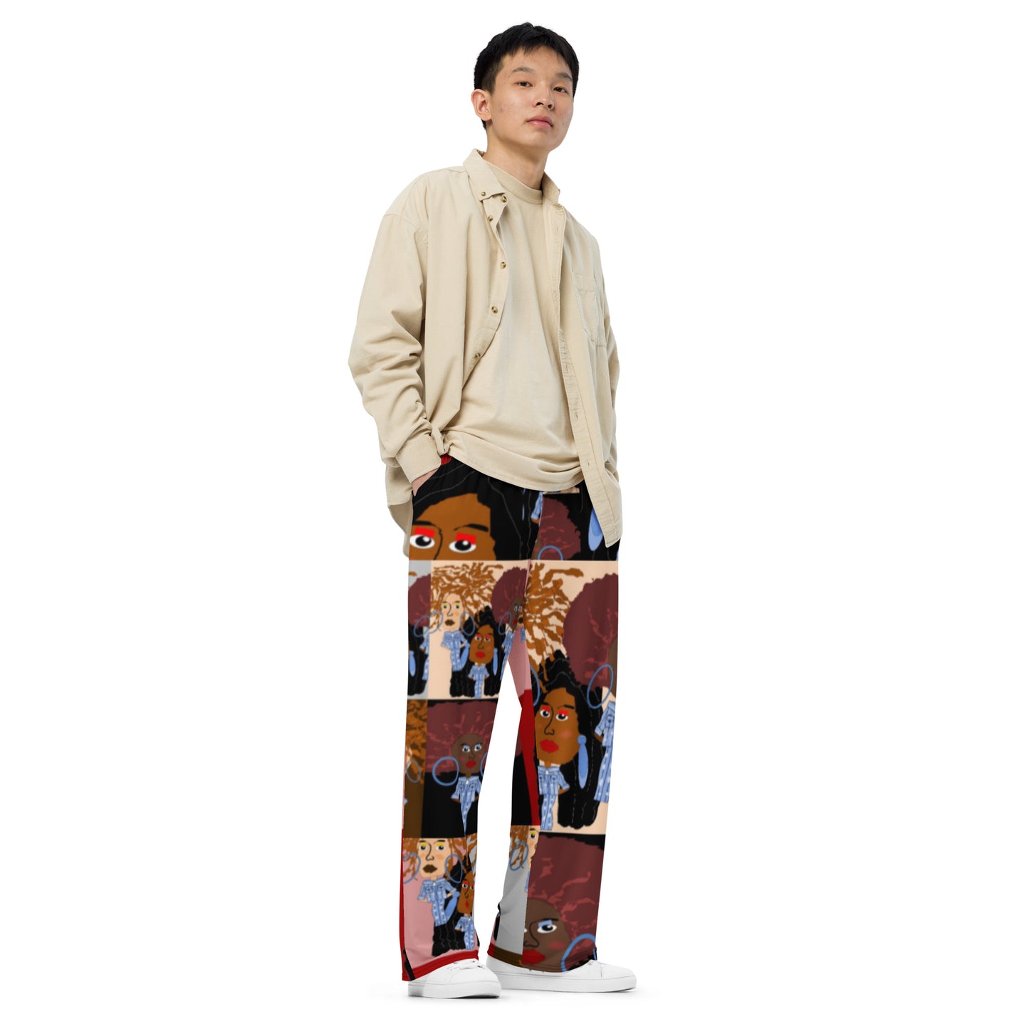 All-over print unisex wide-leg pants