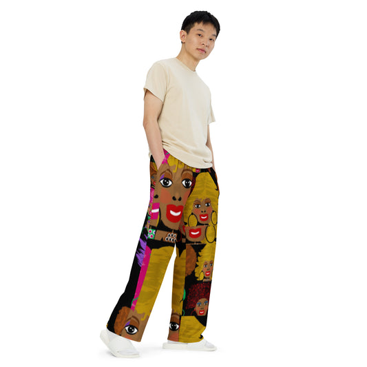 All-over print unisex wide-leg pants