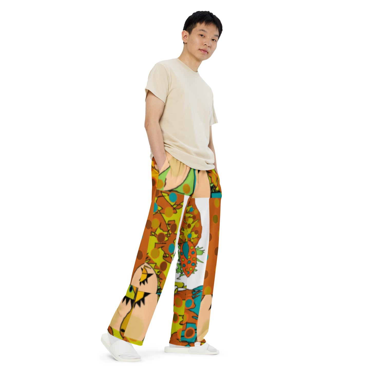 All-over print unisex wide-leg pants