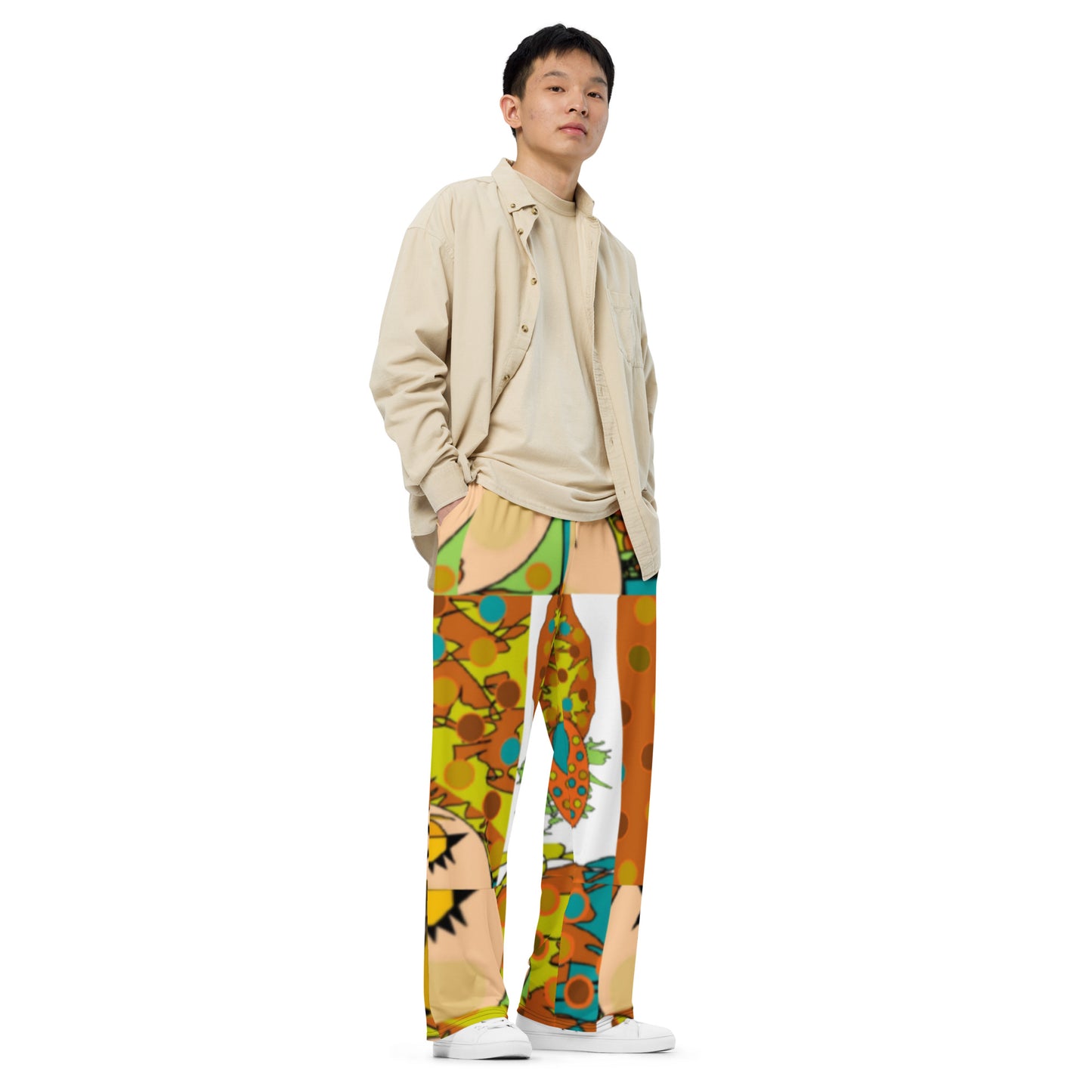 All-over print unisex wide-leg pants