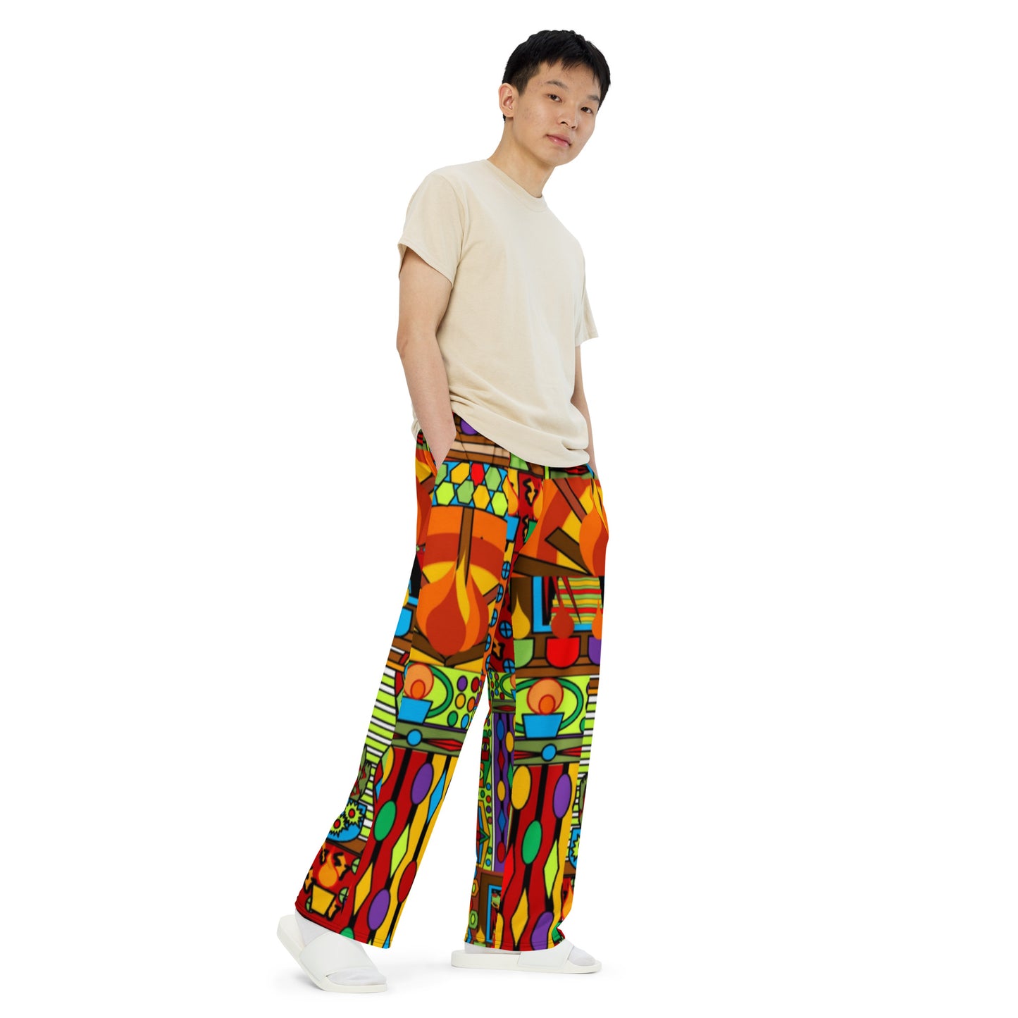 All-over print unisex wide-leg pants