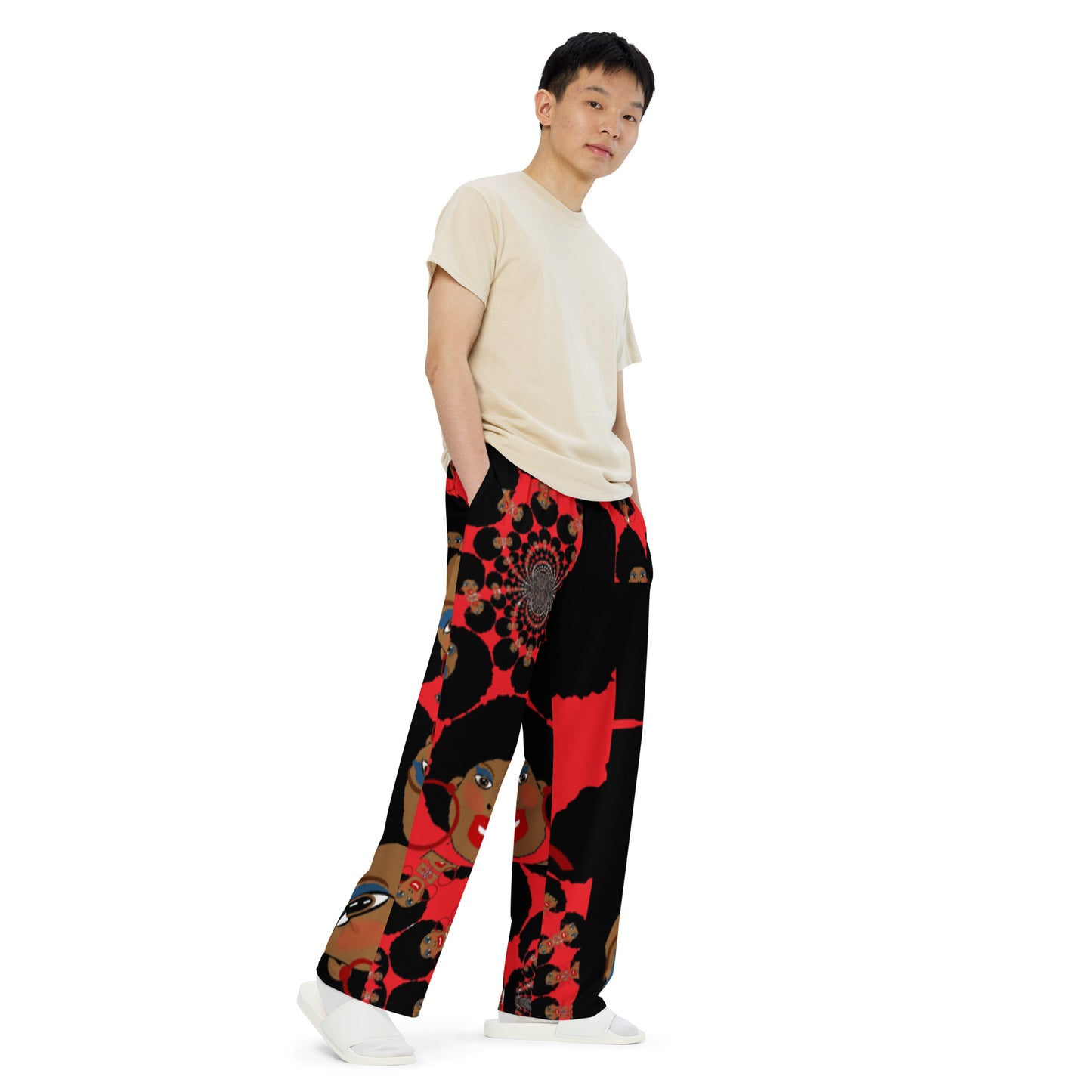 All-over print unisex wide-leg pants