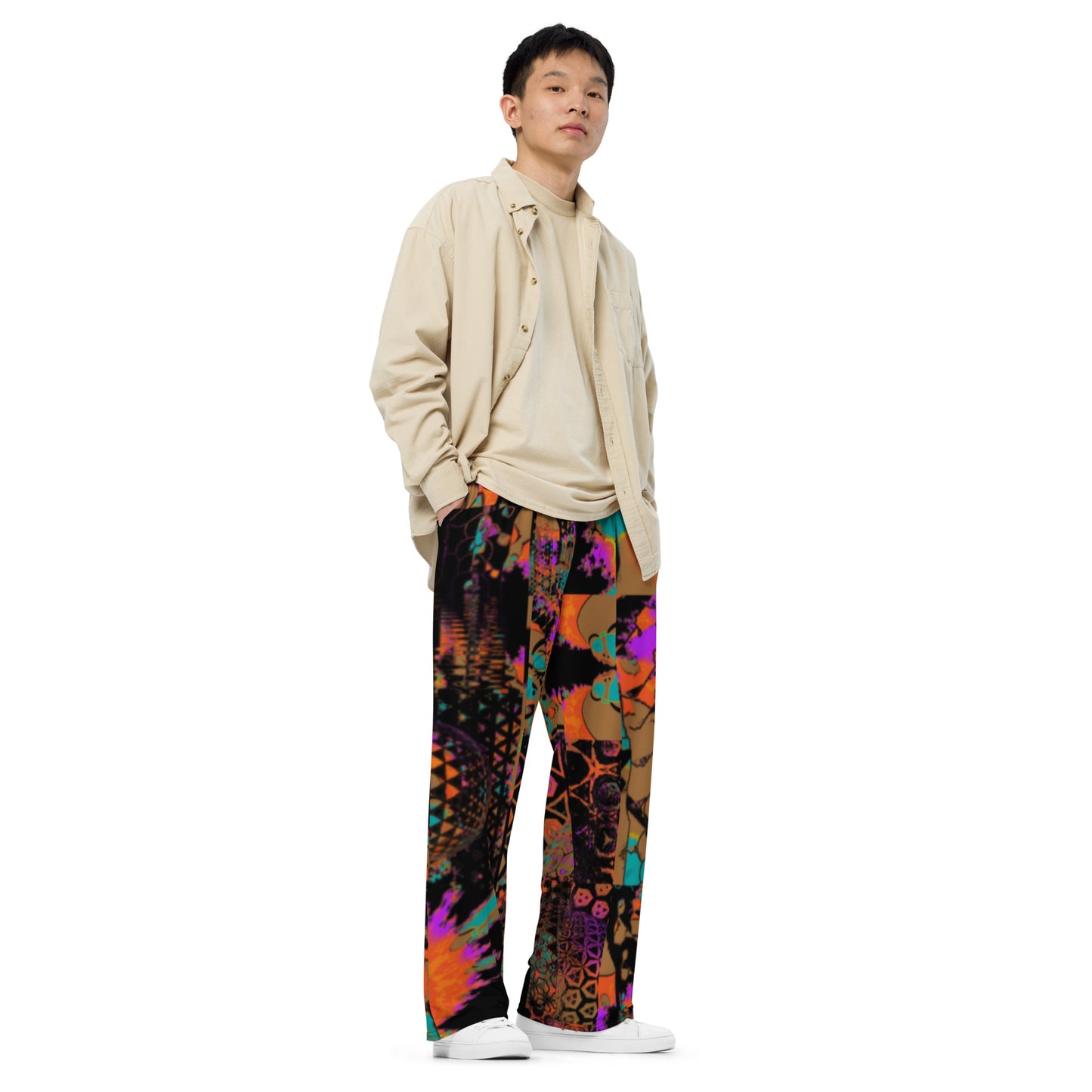 All-over print unisex wide-leg pants