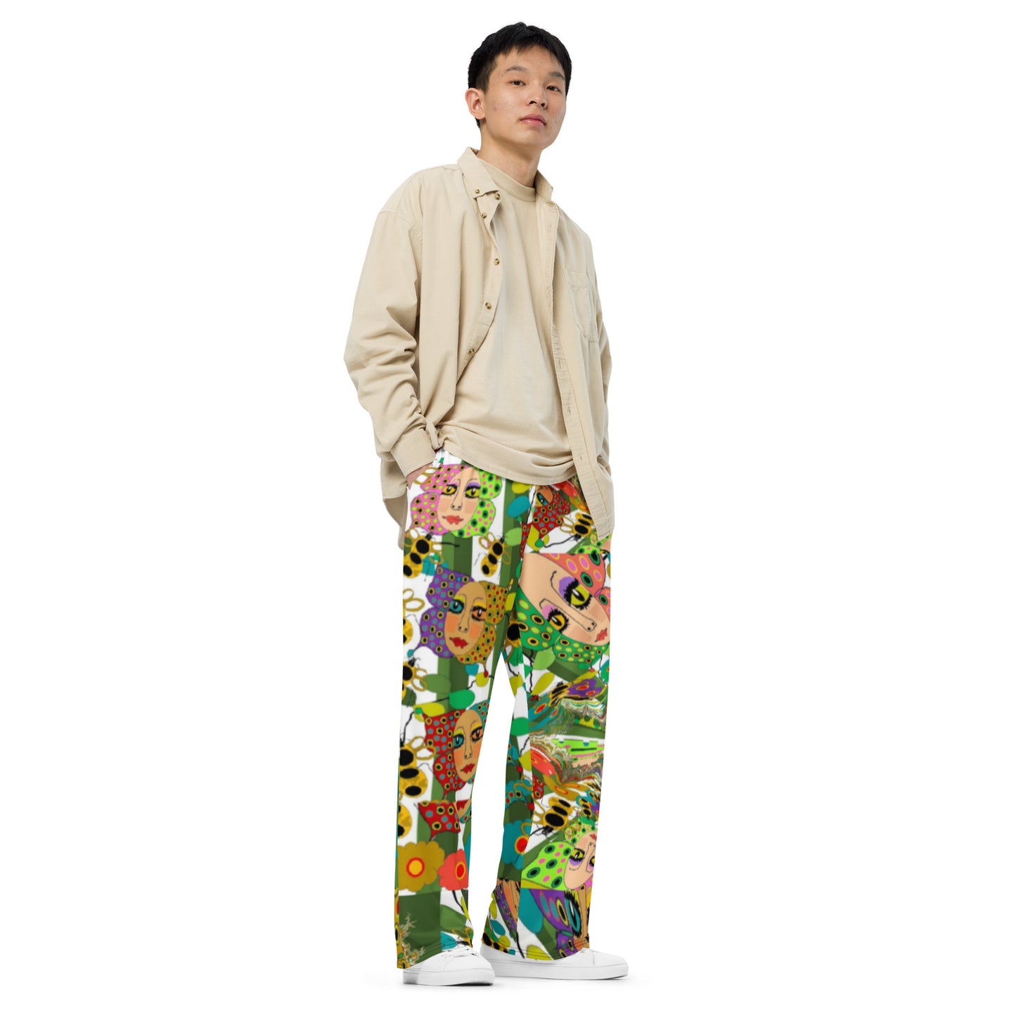 All-over print unisex wide-leg pants