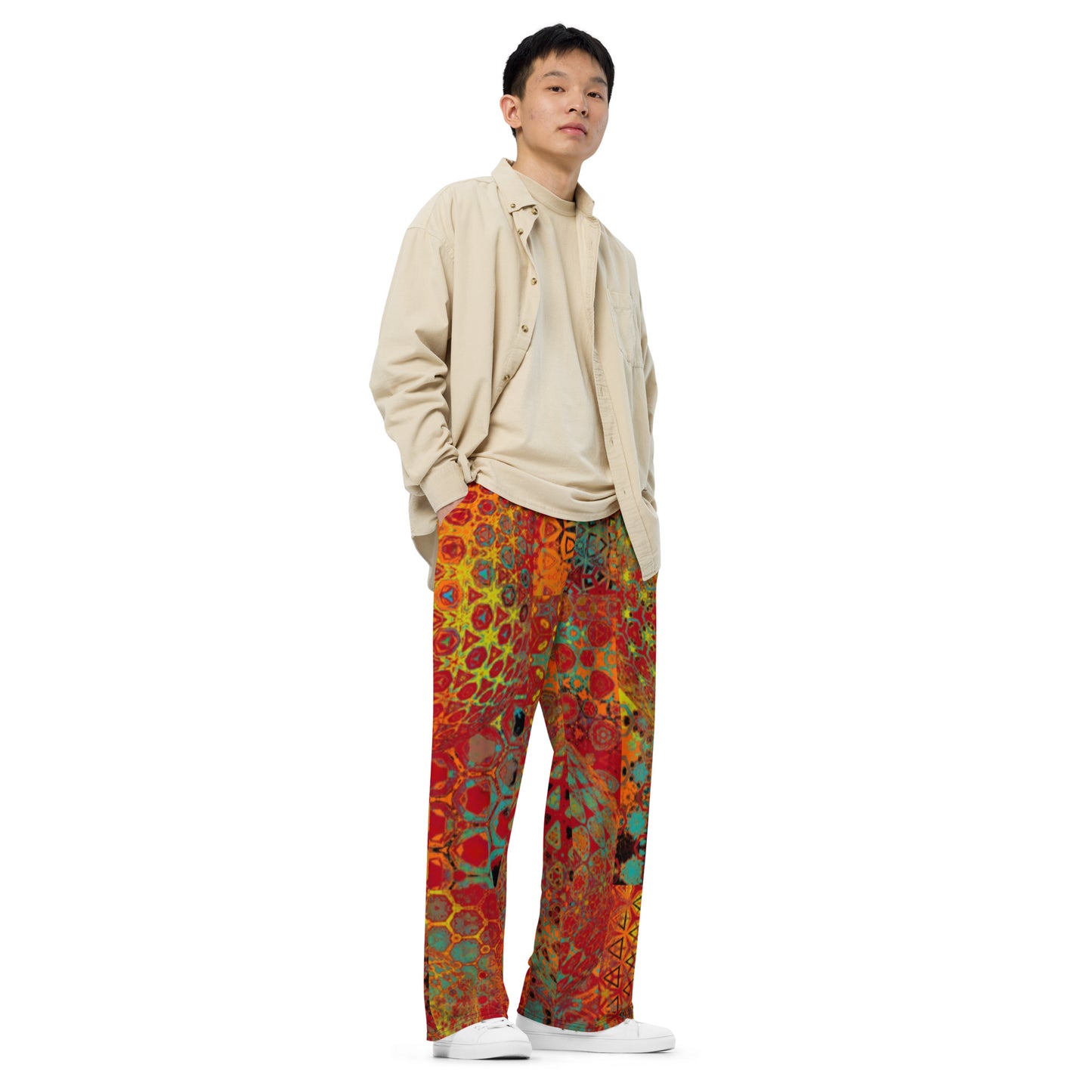 All-over print unisex wide-leg pants