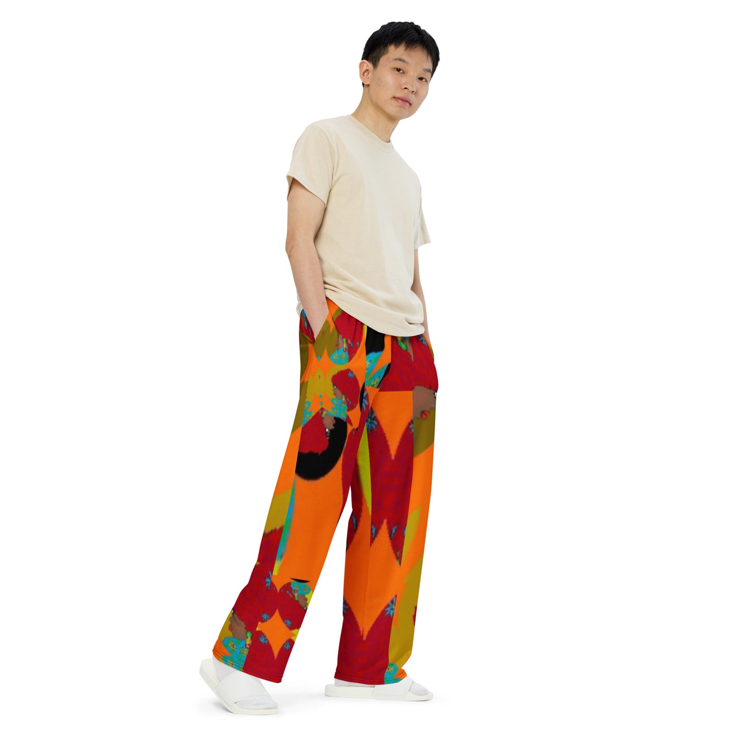 All-over print unisex wide-leg pants