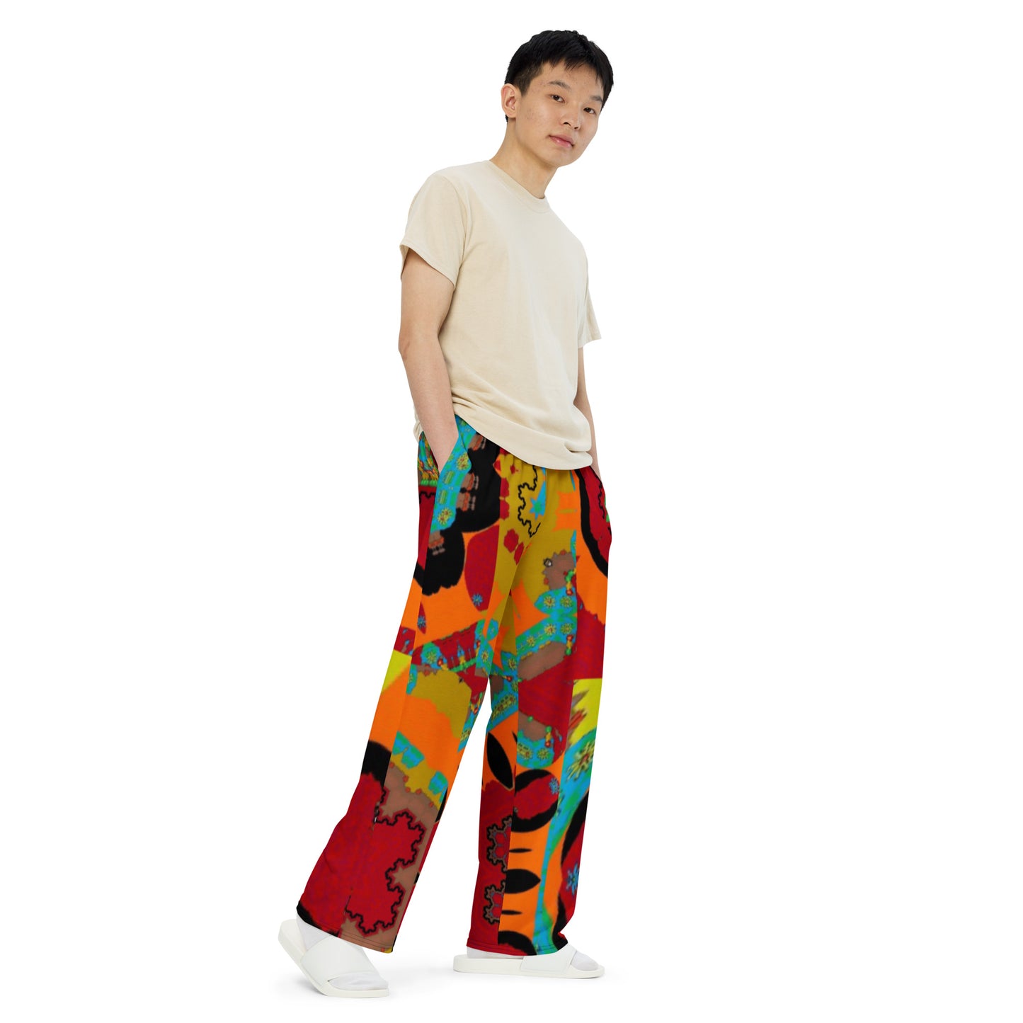 All-over print unisex wide-leg pants