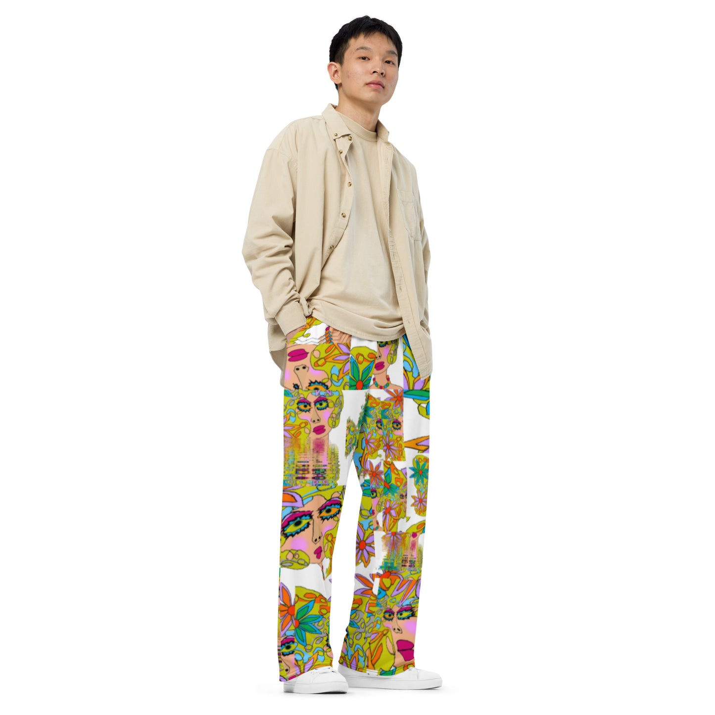 All-over print unisex wide-leg pants