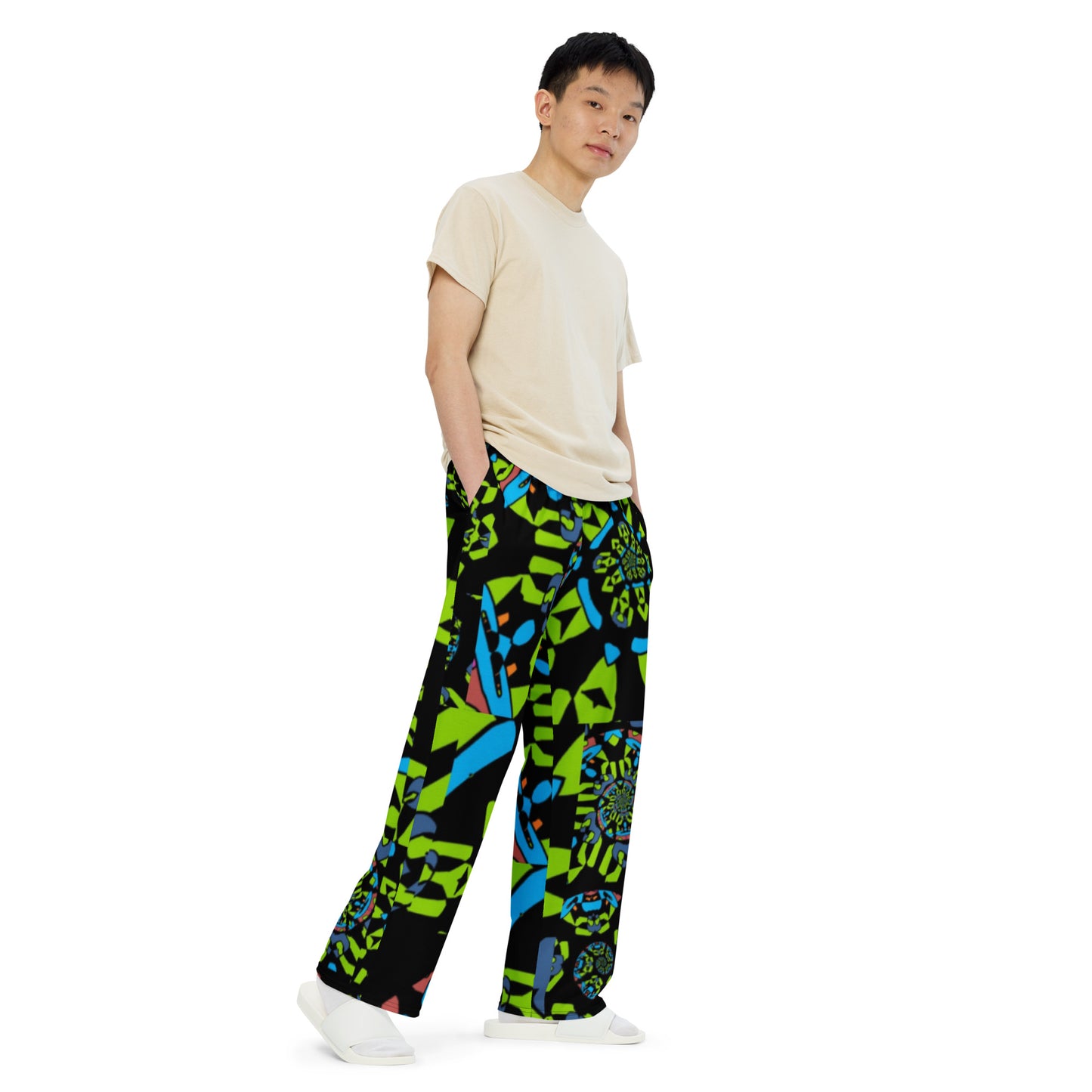 All-over print unisex wide-leg pants