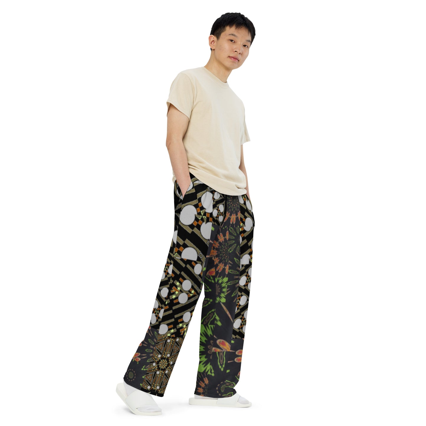 All-over print unisex wide-leg pants