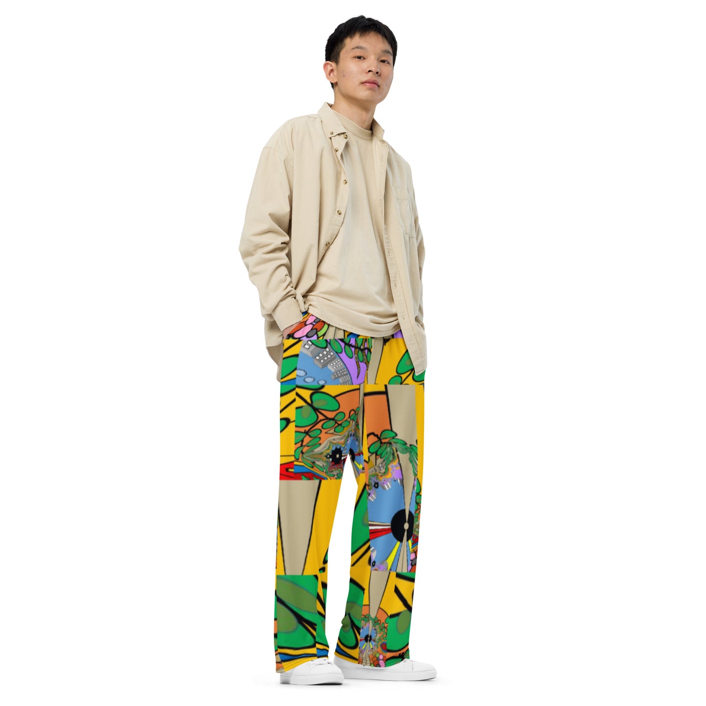 All-over print unisex wide-leg pants