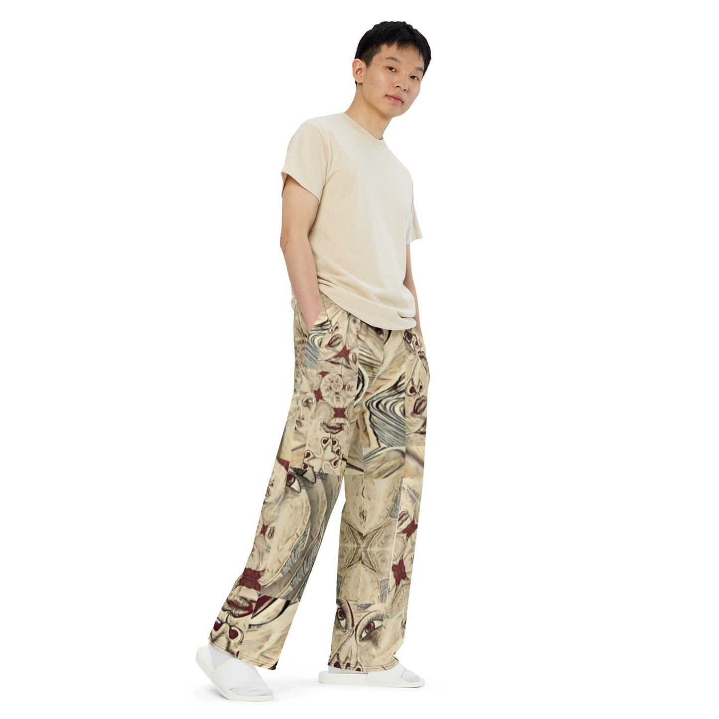 All-over print unisex wide-leg pants