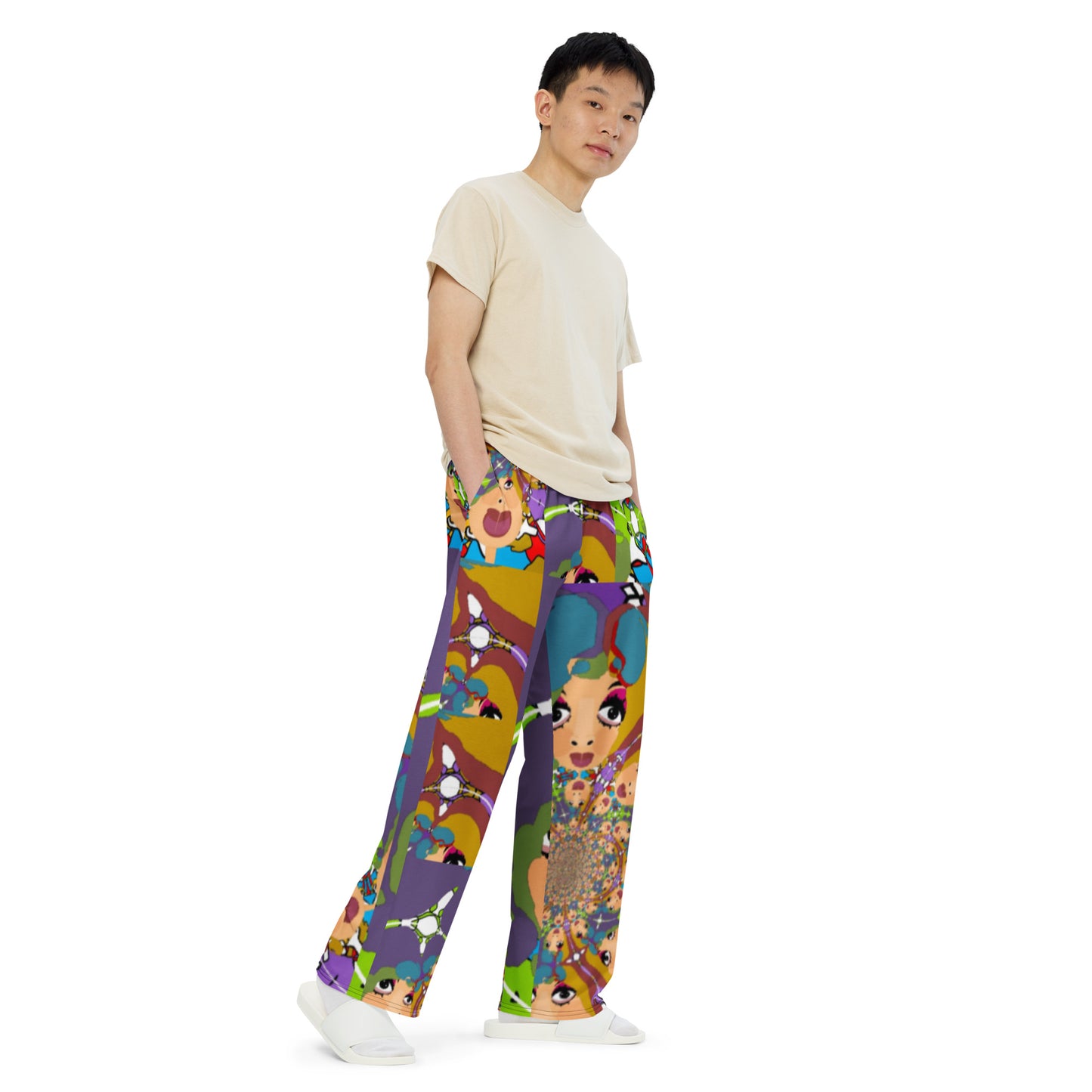 All-over print unisex wide-leg pants