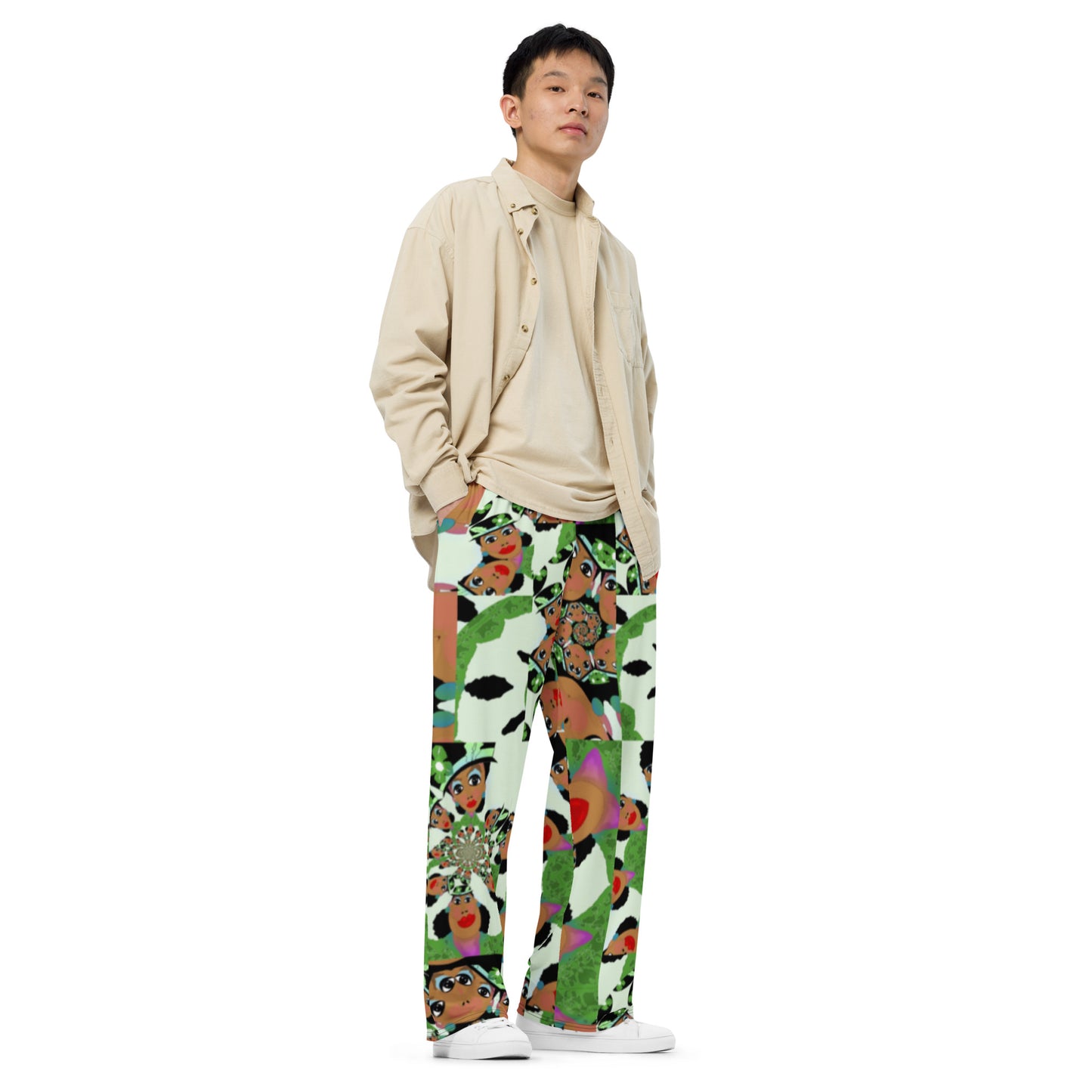 All-over print unisex wide-leg pants