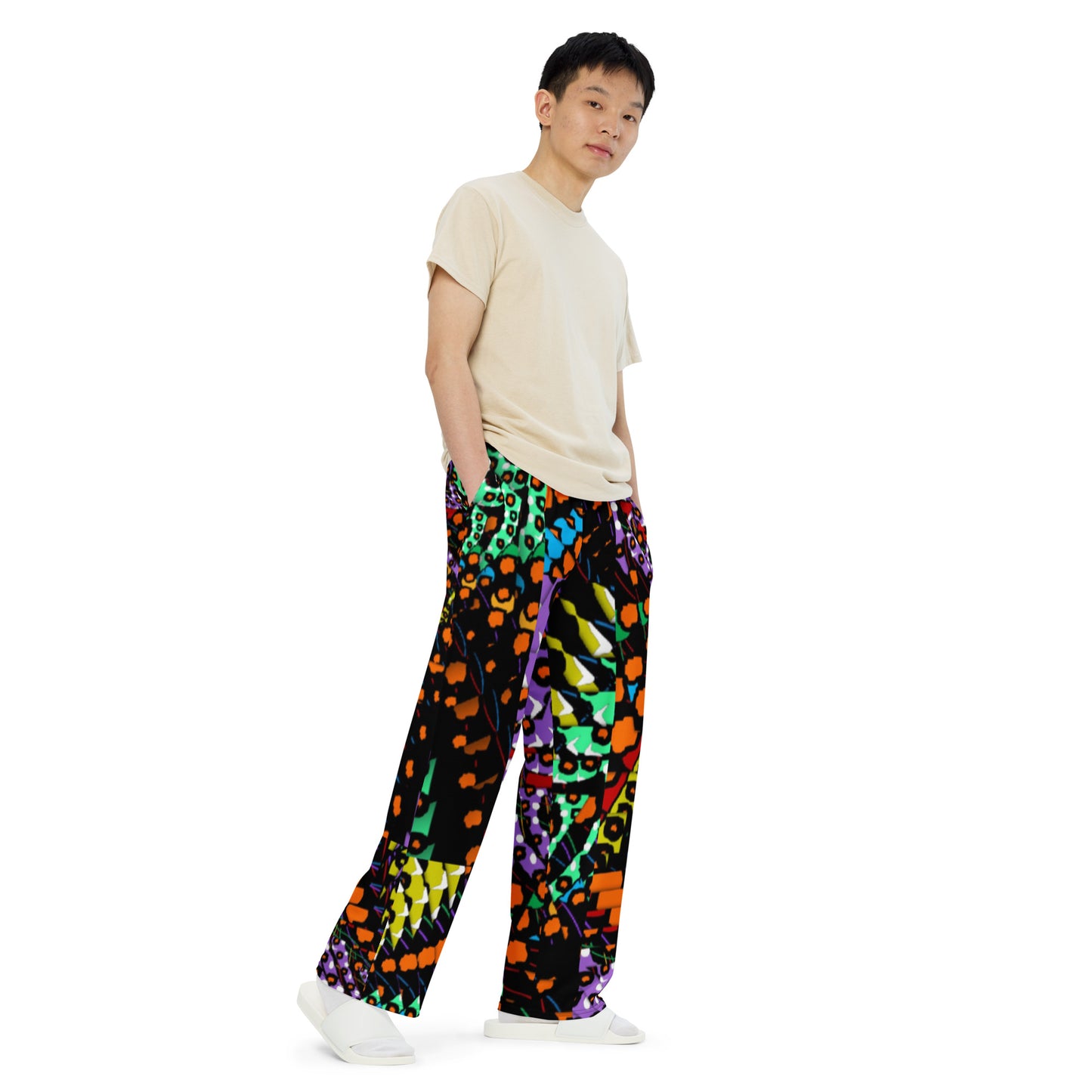 All-over print unisex wide-leg pants