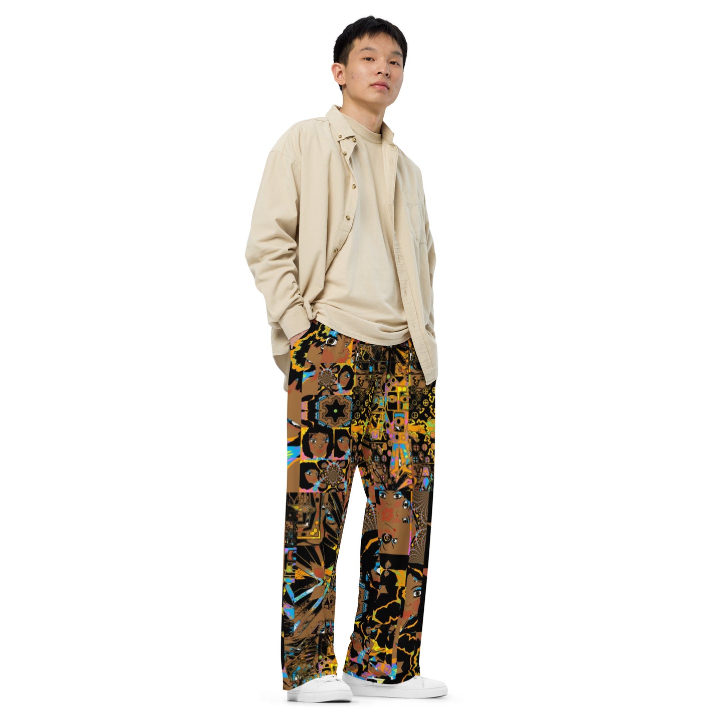 All-over print unisex wide-leg pants