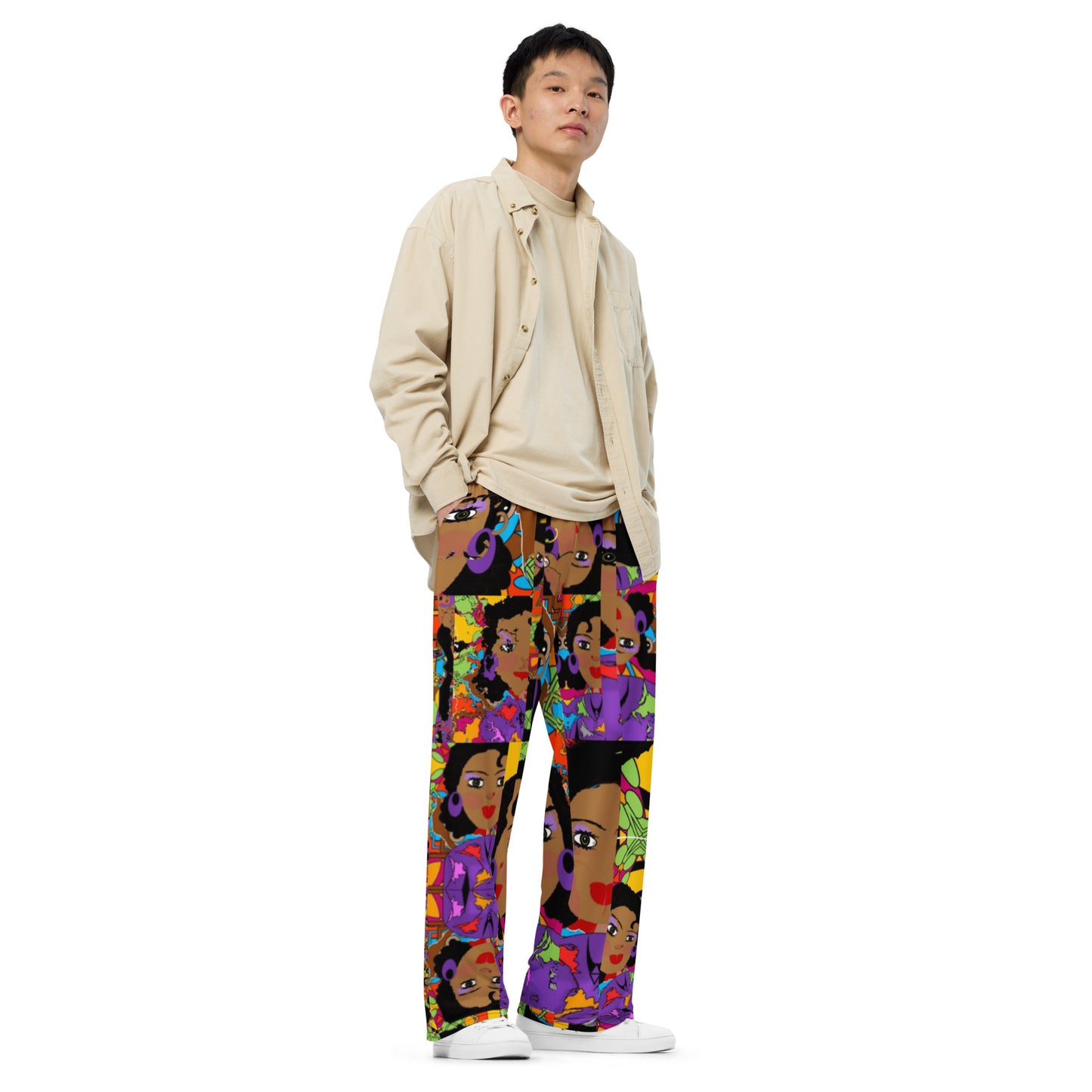 All-over print unisex wide-leg pants