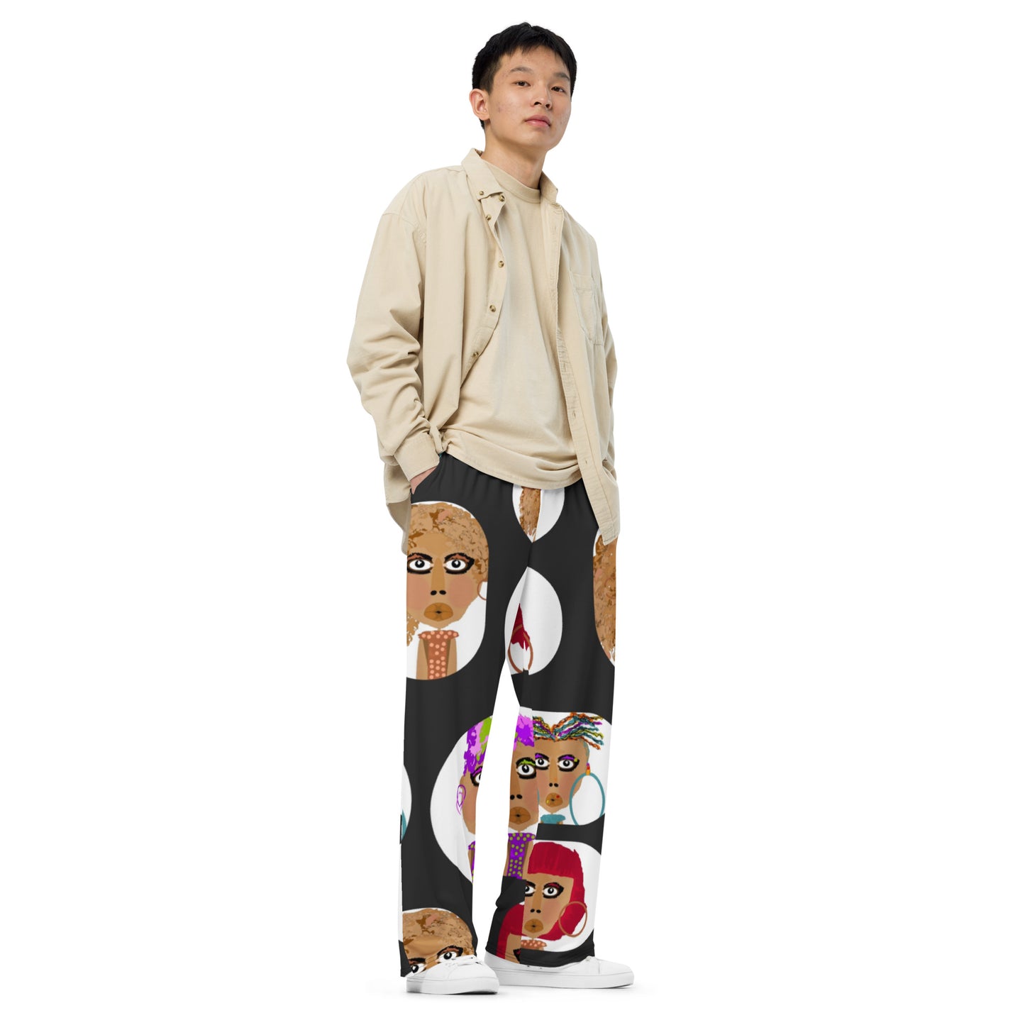 All-over print unisex wide-leg pants