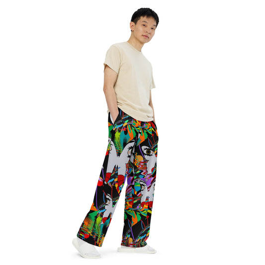 All-over print unisex wide-leg pants