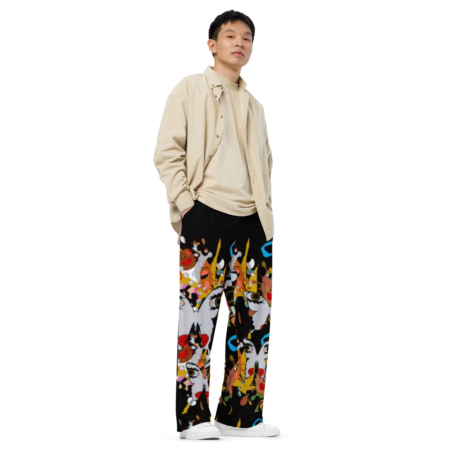 All-over print unisex wide-leg pants