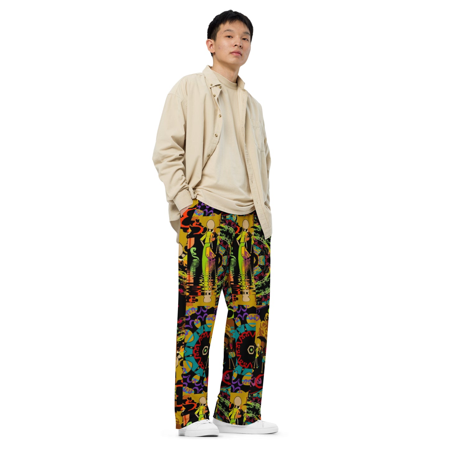 All-over print unisex wide-leg pants